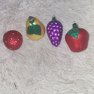 Vintage Glass Christmas Ornaments lot 4 Fruit Shaped Bradford